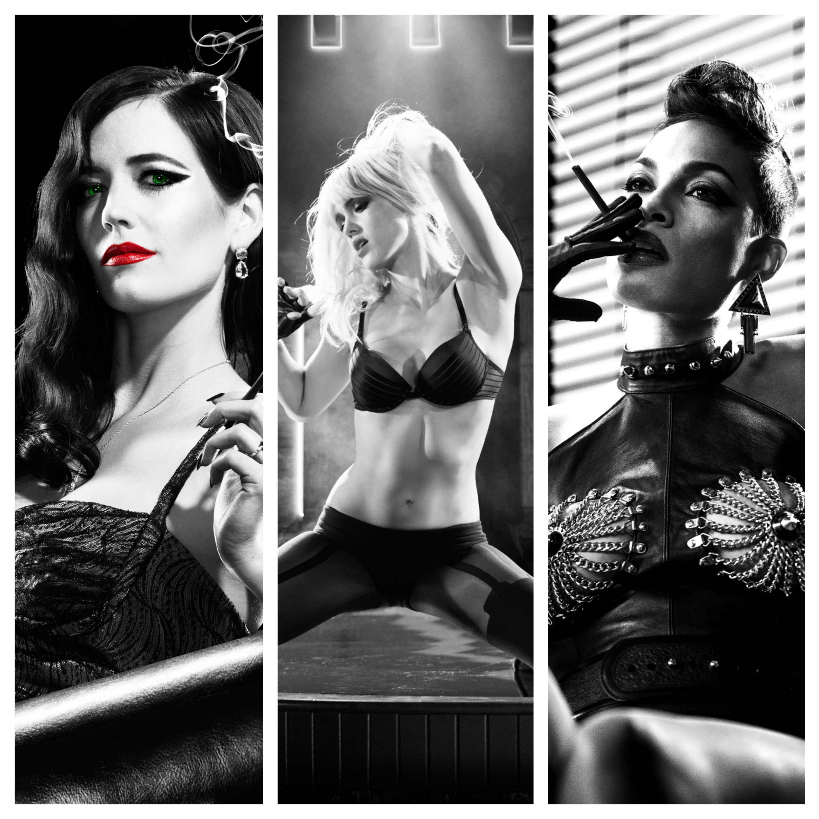 L-R) Some of the ladies in "Sin City": Eva Green as Ava Lord, Jes...