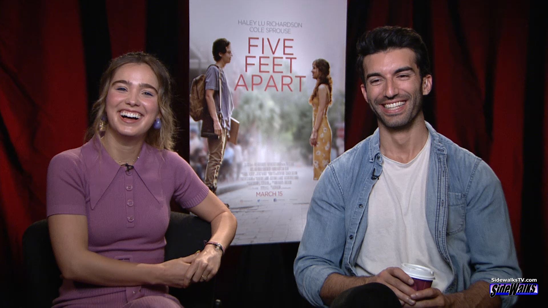 Picture of Haley Lu Richardson and Justin Baldoni during our interview for "Five Feet Apart."