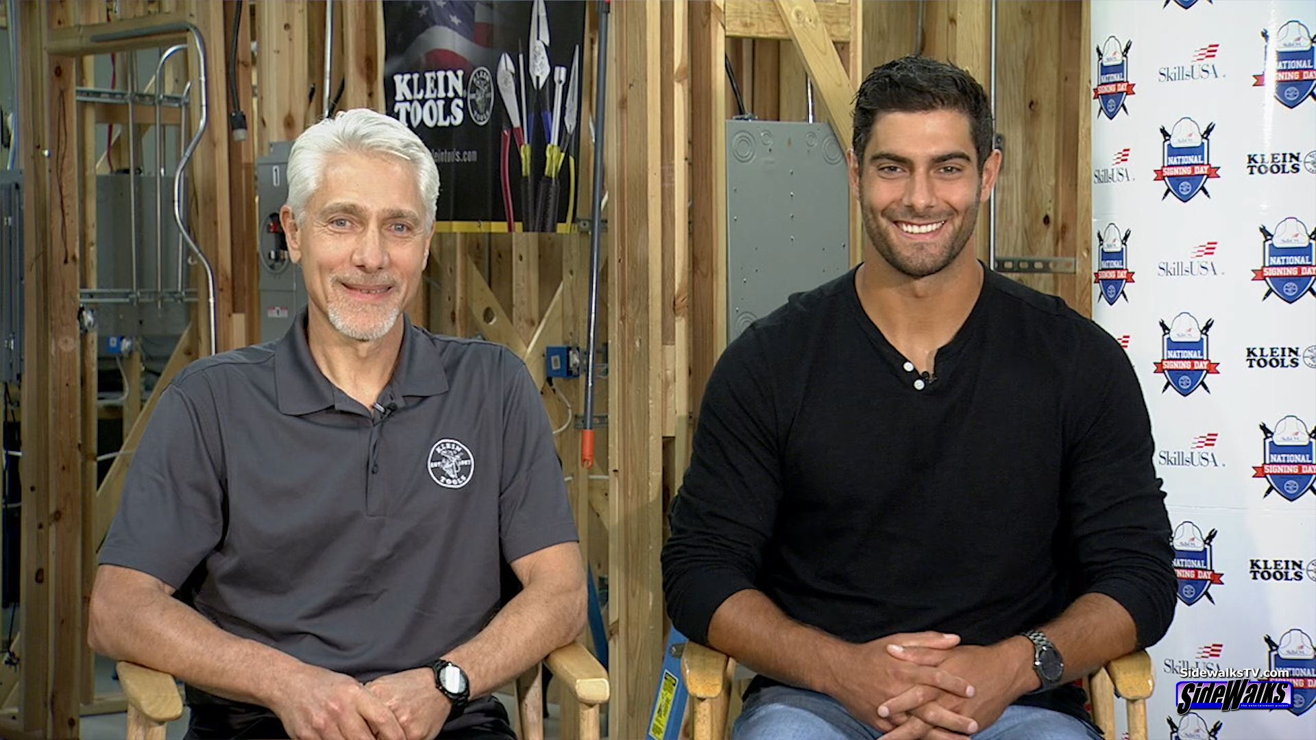 Screen capture of father and son Tony and Jimmy Garoppolo during their Sidewalks Entertainment appearance