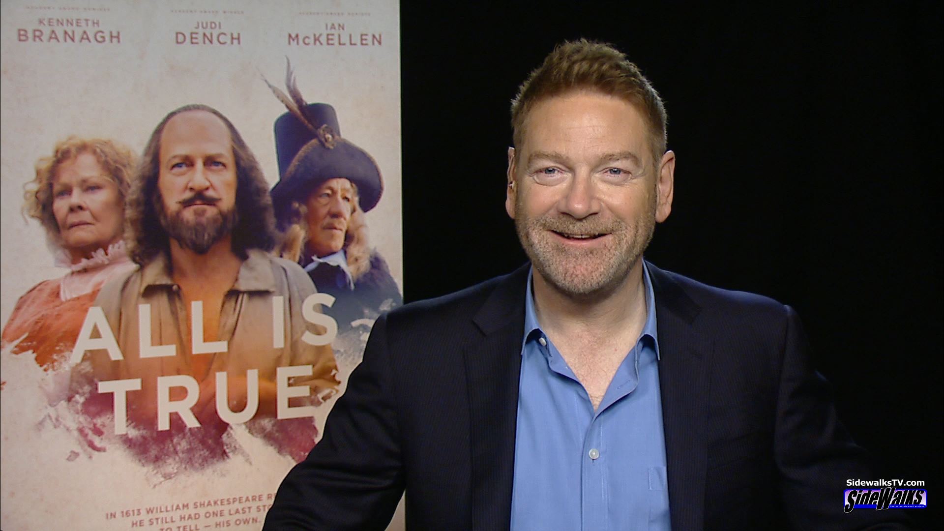 Screen capture of Kenneth Branagh during his Sidewalks Entertainment appearance.
