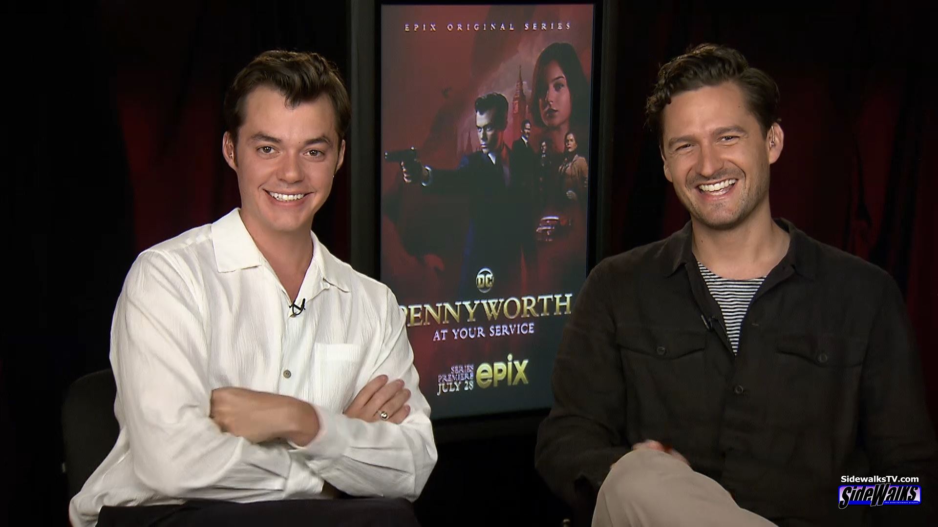 The "Pennyworth" actors in a screen shot of "Sidewalks'" interview