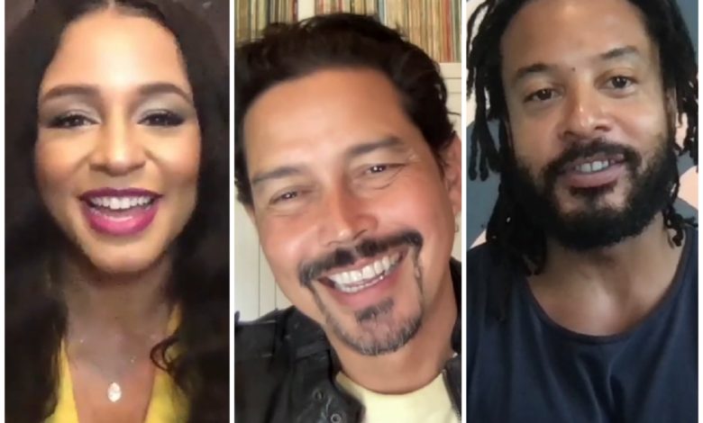 Three shot with actors Carra Patterson, Anthony Ruivivar, and Brandon Jay McLaren