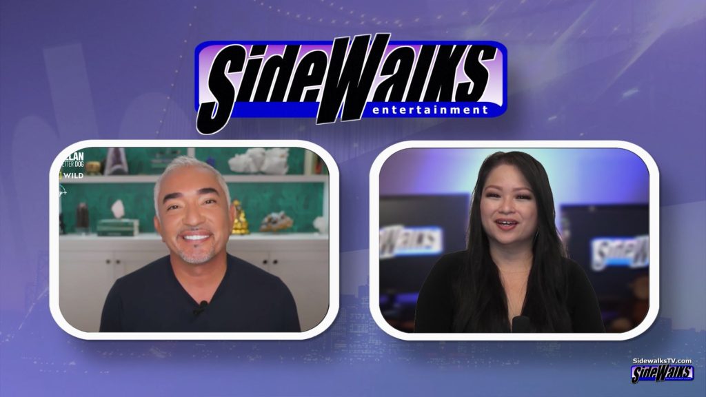 Host Lori Rosales interviews Cesar Millan in a two-shot