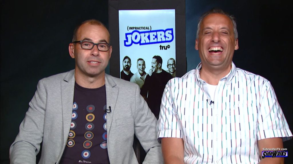 James Murray making a joke and Joe Gatto laughing