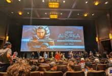 Movie screen with Ahsoka title card