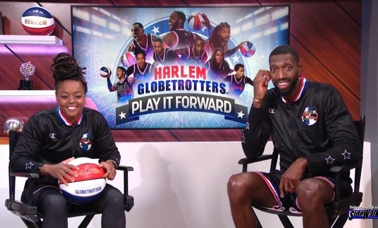 All smiles! Cherelle Torch George and Chandler Bulldog Mack - Harlem Globetrotters