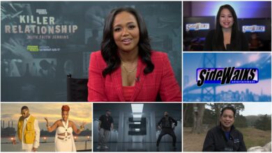 Collage of scenes and performers appearing in the episode