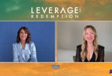 Gina Bellman and Beth Riesgraf in a two-box during the interview