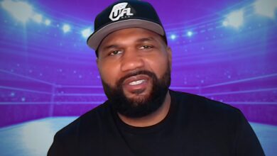 Quinton Rampage Jackson with ring behind him