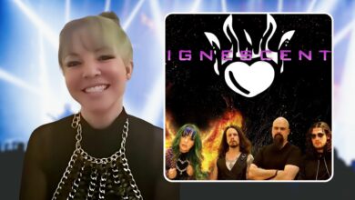 Jennifer Benson with an inset of her and Ignescent band with logo