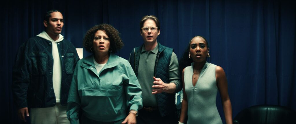 Drew (Geron McKinley), Yvette (Indira G. Wilson), Tom (Tim Heidecker) and Jasmine (Heather Lynn Harris) in a still photo