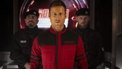 Glen Powell in a still from "The Running Man"