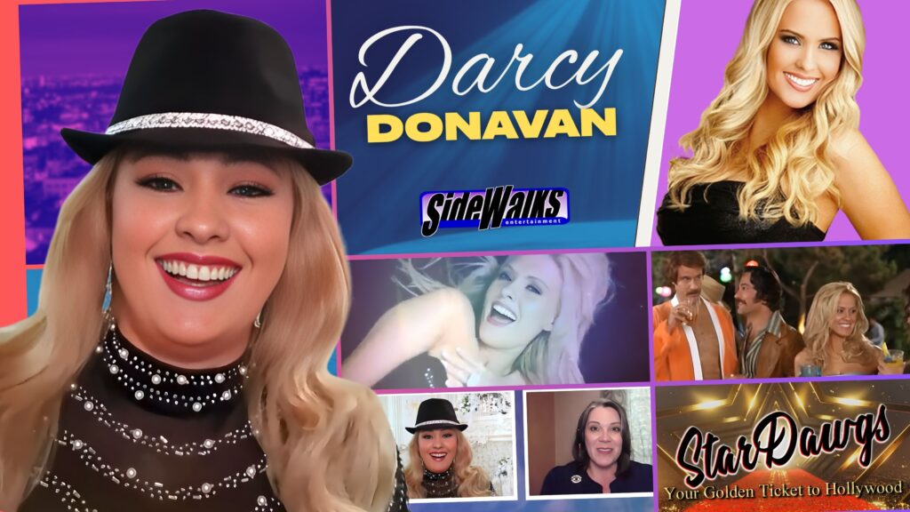 Darcy Donavan and images of her during our interview