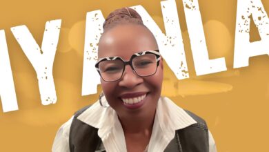 Iyanla Vanzant with her first name in white behind her.