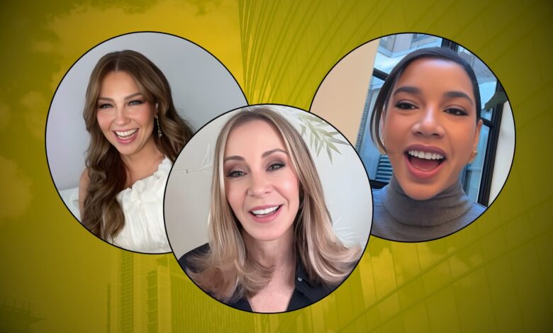 Faces of Thalia, Dee Hilfiger and Hannah Bronfman in circles