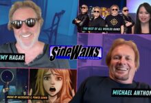 Collage with Sammy Hagar and Michael Anthony, with screen capture of Alexsucks and Power Down.