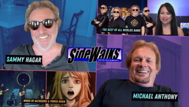 Collage with Sammy Hagar and Michael Anthony, with screen capture of Alexsucks and Power Down.