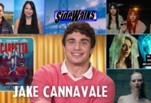 Collage with Jake Cannavale, hosts, and music stars The Warning, Violet Grohl, and Lilyisthatyou.