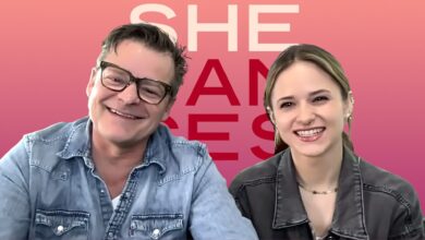 Steve and Audrey Zahn with the logo of She Dances in the background.