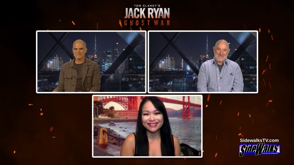 Split screens with Andrew Bernstein, Michael Kelly, and host Lori Rosales