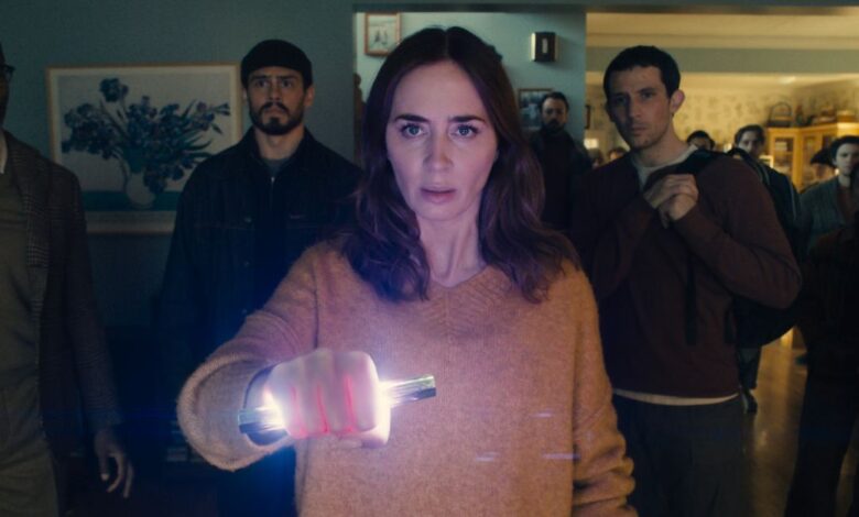 Colman Domingo is Hugo Wakefield, Tommy Martinez is Santiago, Emily Blunt is Margaret Fairchild, and Josh O'Connor is Dr. Daniel Kellner in a still of "Disclosure Day."