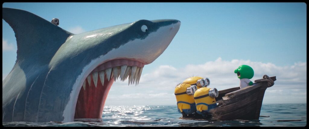 A still from Minions and Monsters with a shark