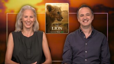 Filmmakers Sophie Darlington & Simon Blakeney with a poster of "LION."