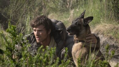 Jacob Elordi as Hig and Jasper staring ahead.
