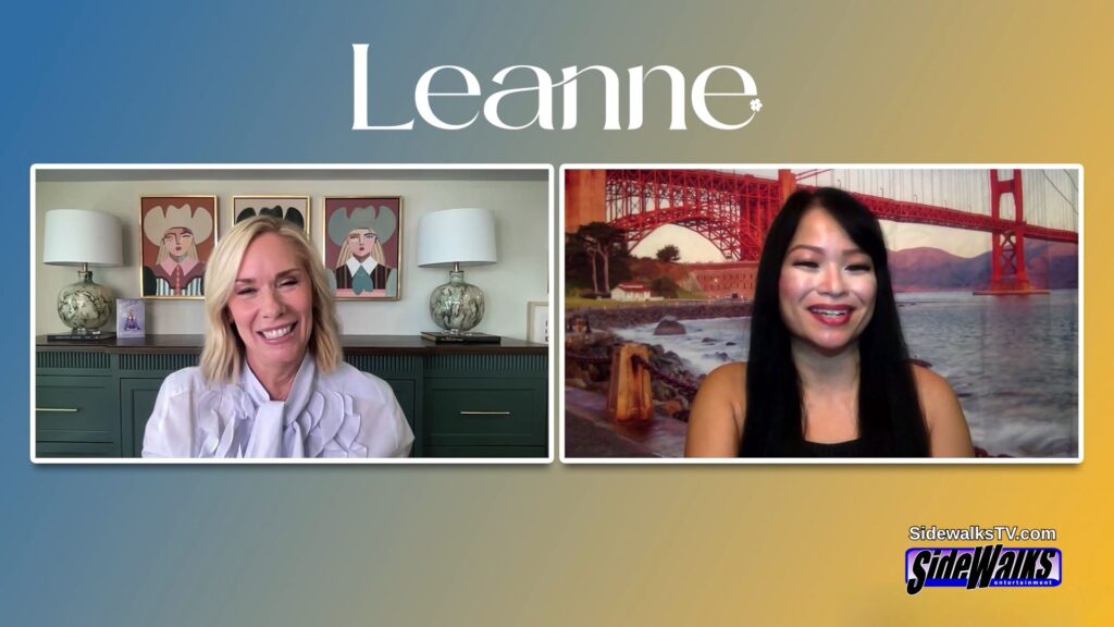 Spit screen with Leanne Morgan (left) and host Lori Rosales
