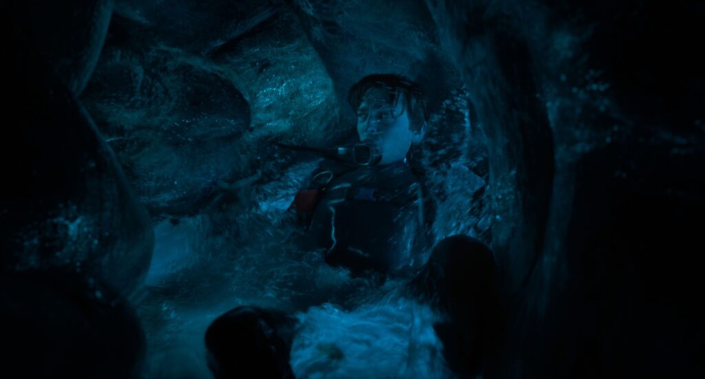 Austin Abrams as Jay Gardiner inside the whale.